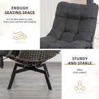 Vongrasig Swivel Wicker Chair PE Rattan Chair with Cushion, Oversized Patio Lounge Chair for Outdoor, Indoor, Balcony, Backyard, Garden, Living Room