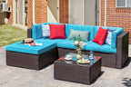 Vongrasig Patio Furniture Sets, Outdoor Patio Set Sectional Sofa, All-Weather PE Rattan Outdoor Couch with Ottoman, Glass Table for Garden, Backyard, Porch