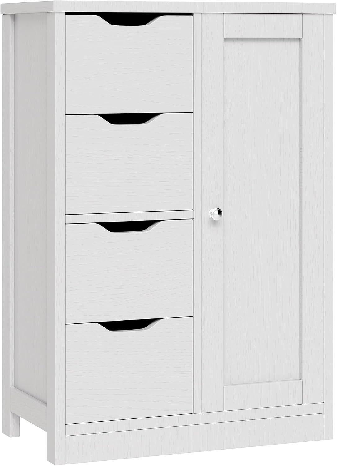 Vongrasig Bathroom Floor Storage Cabinet, Wooden Storage Organizer with 4 Drawers and 1 Door, Freestanding Pantry Cabinet with Adjustable Shelves for Bathroom, Living Room, Kitchen, Entryway