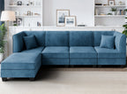 Walsunny Velvet 5 Pieces Modular Sectional Sofa L-Shaped Couch With Reversible Chaise (7223391125680)