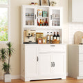 Vongrasig Kitchen Pantry Cabinet, Farmhouse Kitchen Hutch Tall Storage Cabinet with Doors and Shelves, Modern Food Pantry for Dining Room