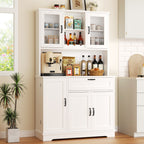 Vongrasig Kitchen Pantry Cabinet, Farmhouse Kitchen Hutch Tall Storage Cabinet with Doors and Shelves, Modern Food Pantry for Dining Room