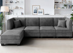Walsunny Velvet 5 Pieces Modular Sectional Sofa L-Shaped Couch With Reversible Chaise (7223391125680)