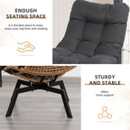 Vongrasig Swivel Wicker Chair PE Rattan Chair with Cushion, Oversized Patio Lounge Chair for Outdoor, Indoor, Balcony, Backyard, Garden, Living Room