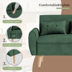 Vongrasig 48" Small Modern Loveseat Sofa, Mid Century Soft Corduroy Fabric 3-Seat Sofa Couch Tufted with Back Cushions and Tapered Legs for Living Room, Bedroom and Small Space