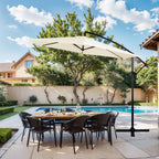 Walsunny Patio Offset Umbrella Easy Tilt Adjustment,Crank and Cross Base, Outdoor Cantilever Hanging Umbrella with 8 Ribs (7504185786544)