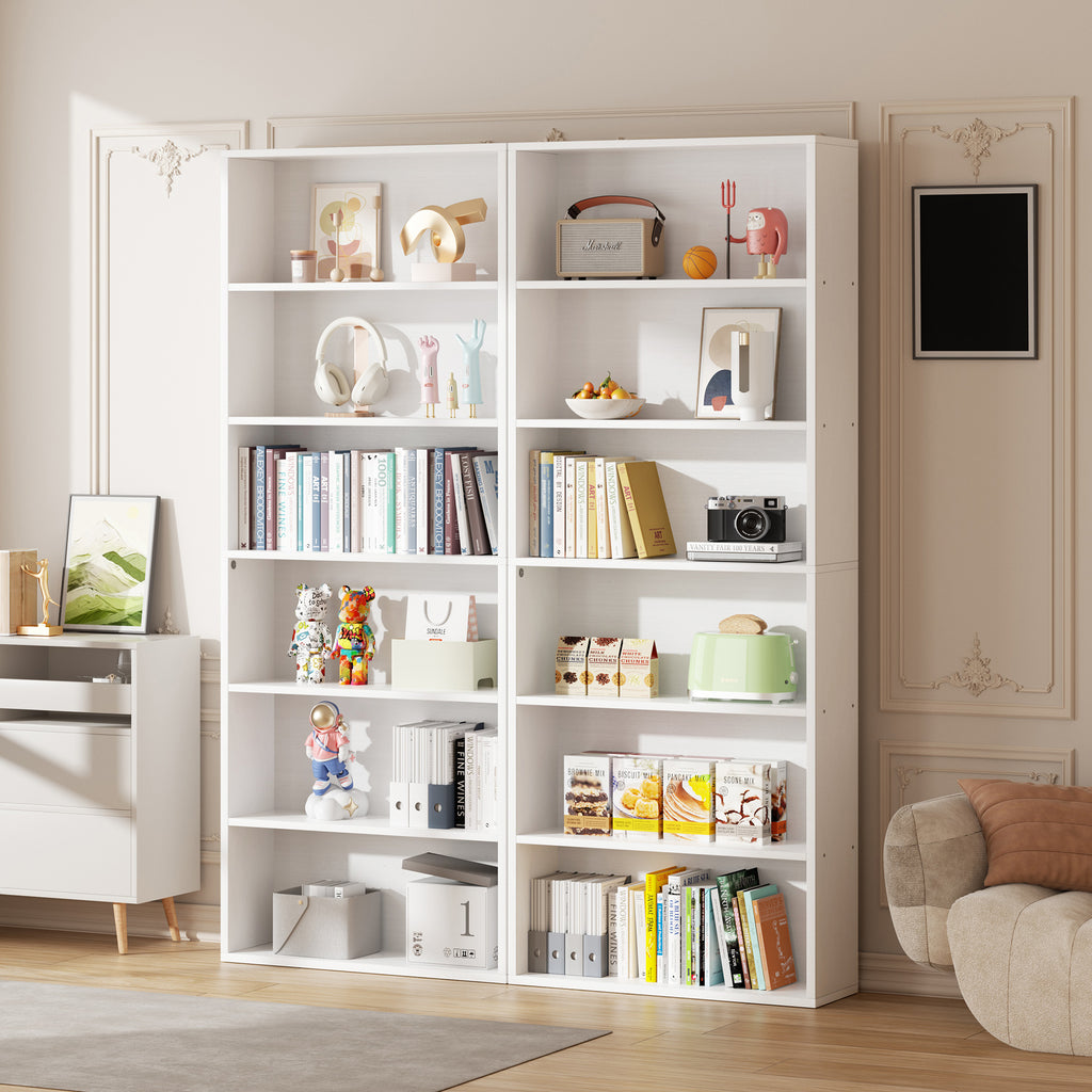 Vongrasig 6-Tier Open Bookcase and Bookshelf, Floor Standing Wood Display Storage Shelves 71 Inch Tall Bookcase Home Decor Furniture for Home Office, Living Room, Bed Room