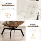 Vongrasig Swivel Wicker Chair PE Rattan Chair with Cushion, Oversized Patio Lounge Chair for Outdoor, Indoor, Balcony, Backyard, Garden, Living Room