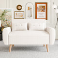 Vongrasig 48" Small Modern Loveseat Sofa, Mid Century Soft Corduroy Fabric 3-Seat Sofa Couch Tufted with Back Cushions and Tapered Legs for Living Room, Bedroom and Small Space