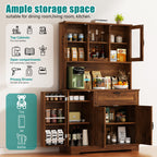 Vongrasig Kitchen Pantry Cabinet, Farmhouse Kitchen Hutch Tall Storage Cabinet with Doors and Shelves, Modern Food Pantry for Dining Room