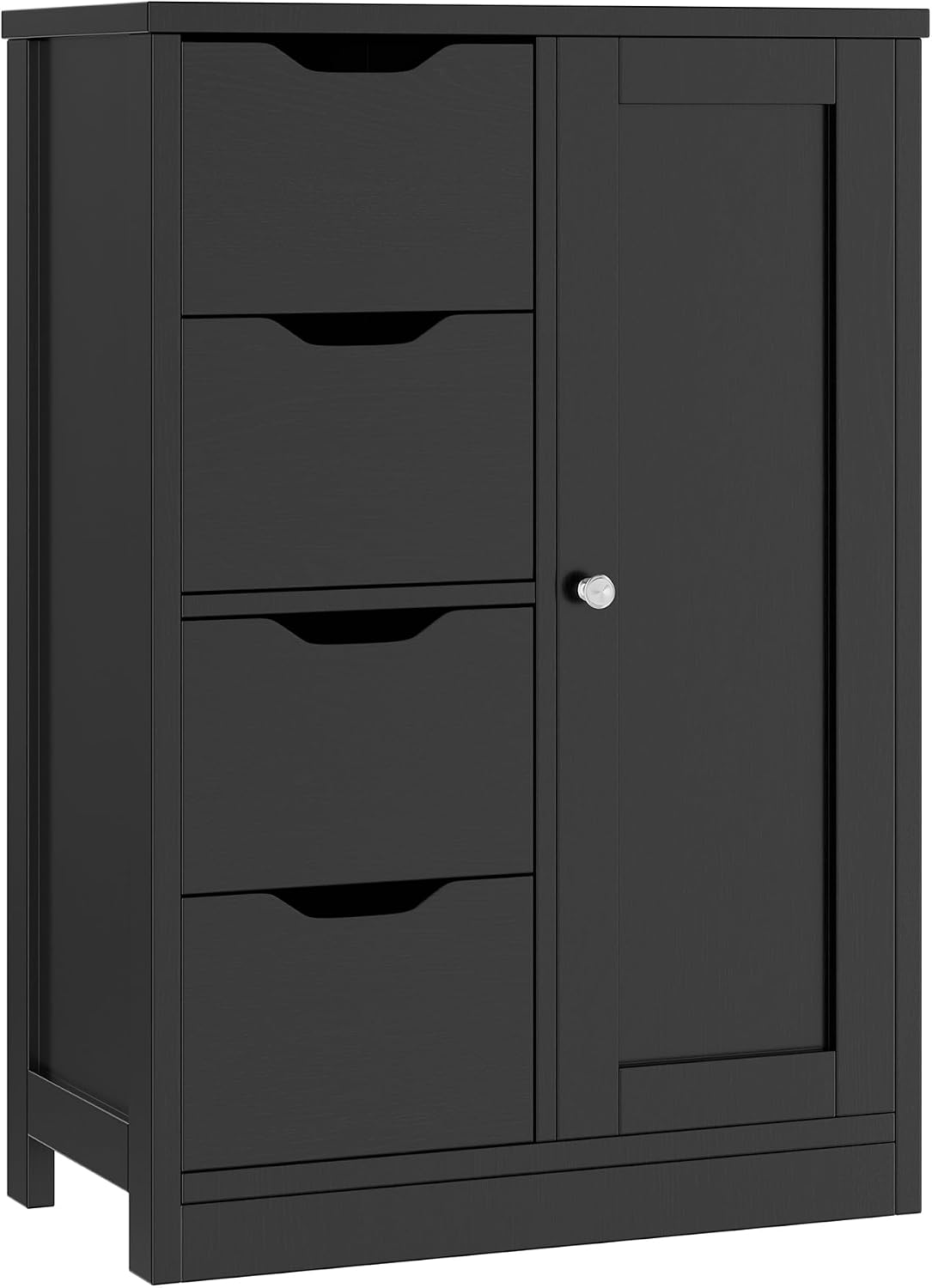 Vongrasig Bathroom Floor Storage Cabinet, Wooden Storage Organizer with 4 Drawers and 1 Door, Freestanding Pantry Cabinet with Adjustable Shelves for Bathroom, Living Room, Kitchen, Entryway