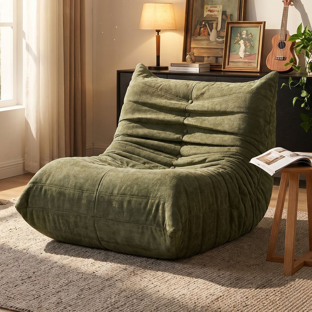 Vongrasig Bean Bag Chair for Adults, Line Fabric Lazy Sofa Couch, Memory Foam Filled Bean Bag Lounge Chair Perfect for Living Room, Bedroom and Office