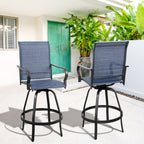 Vongrasig 2 Piece Patio Swivel Bar Chairs, All Weather Metal Textile High Swivel Bar Stools Chairs, Outdoor High Top Bistro Set for Backyard, Lawn Garden, Balcony