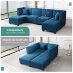 Walsunny  U-Shape Convertible Sectional Sofa Couch with 6 Seats
#color_blue