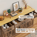 Vongrasig Buffet Cabinet with Storage, Farmhouse Coffee Bar Cabinet with Drawers, 53” Large Modern Sideboard Buffet with Adjustable Shelves for Kitchen, Dining Room