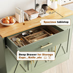 Vongrasig 43” Coffee Bar Cabinet, Farmhouse Buffet Cabinet with Storage, Sideboard Buffet with Drawers and Shelves for Kitchen
