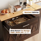 Vongrasig 43” Coffee Bar Cabinet, Farmhouse Buffet Cabinet with Storage, Sideboard Buffet with Drawers and Shelves for Kitchen