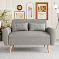 Vongrasig 48" Small Modern Loveseat Sofa, Mid Century Soft Corduroy Fabric 3-Seat Sofa Couch Tufted with Back Cushions and Tapered Legs for Living Room, Bedroom and Small Space