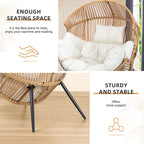 Vongrasig Outdoor Wicker Egg Chair PE Rattan Chair with Cushion, Oversized Patio Lounge Chair for Outdoor, Indoor, Balcony, Backyard, Garden