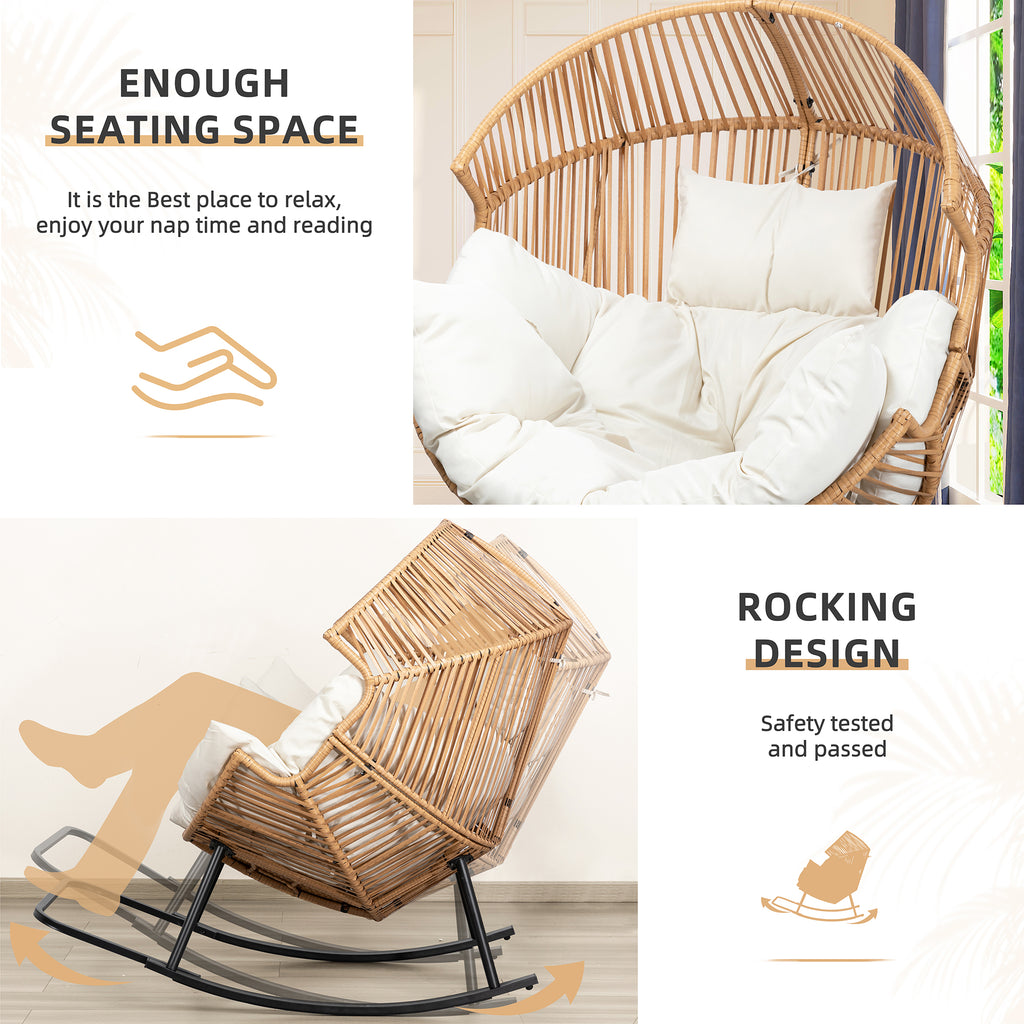 Vongrasig Outdoor Wicker Egg Chair PE Rattan Chair with Cushion, Oversized Patio Lounge Chair for Outdoor, Indoor, Balcony, Backyard, Garden