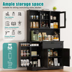 Vongrasig Kitchen Pantry Cabinet, Farmhouse Kitchen Hutch Tall Storage Cabinet with Doors and Shelves, Modern Food Pantry for Dining Room