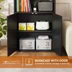Vongrasig Farmhouse Bookcase with Doors & Storage, Tall 6-Tier Wood Bookshelf for Home Office Organization, Living Room Display, and Bedroom Storage Alternatives, 71-Inch Standing Shelf