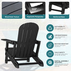 Vongrasig Adirondack Chairs Set of 2 with Removable Tabletop, Outdoor HDPE Plastic Fire Pit Chair Set with Wooden Textured, Cup Holder for Patio, Poolside, Deck, Garden