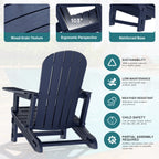 Vongrasig Adirondack Chairs Set of 2 with Removable Tabletop, Outdoor HDPE Plastic Fire Pit Chair Set with Wooden Textured, Cup Holder for Patio, Poolside, Deck, Garden