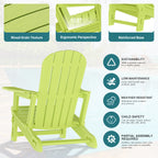 Vongrasig Adirondack Chairs Set of 2 with Removable Tabletop, Outdoor HDPE Plastic Fire Pit Chair Set with Wooden Textured, Cup Holder for Patio, Poolside, Deck, Garden
