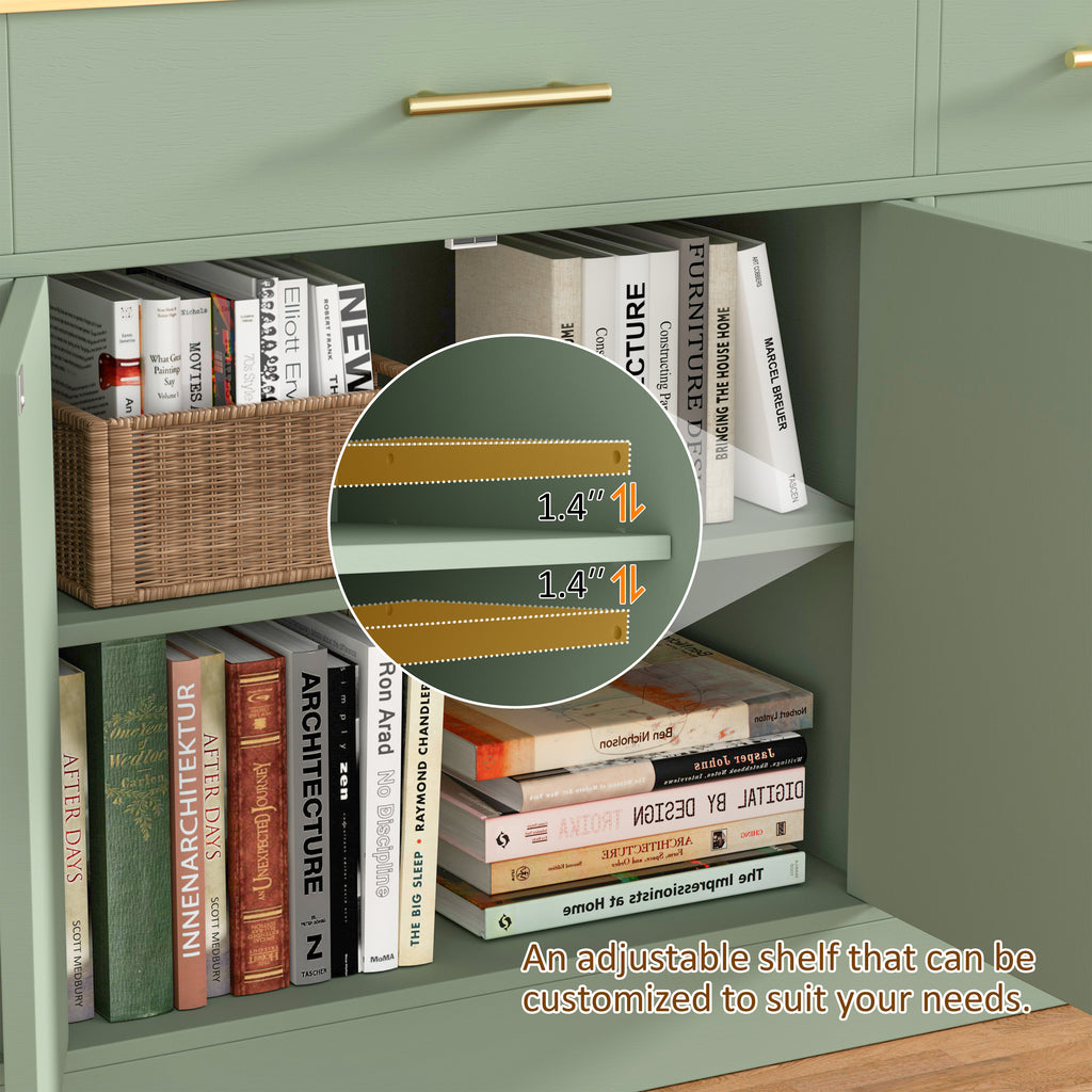 Vongrasig Buffet Cabinet with Storage, Farmhouse Coffee Bar Cabinet with Drawers, 53” Large Modern Sideboard Buffet with Adjustable Shelves for Kitchen, Dining Room
