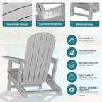 Vongrasig Adirondack Chairs Set of 2 with Removable Tabletop, Outdoor HDPE Plastic Fire Pit Chair Set with Wooden Textured, Cup Holder for Patio, Poolside, Deck, Garden