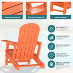 Vongrasig Adirondack Chairs Set of 2 with Removable Tabletop, Outdoor HDPE Plastic Fire Pit Chair Set with Wooden Textured, Cup Holder for Patio, Poolside, Deck, Garden