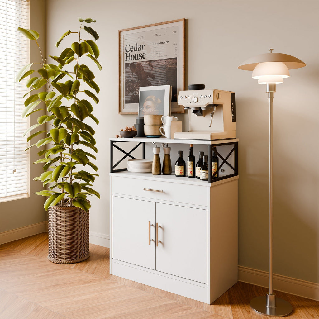 Walsunny Kitchen Buffet Sideboard Cabinet with Adjustable Shelf,Wooden Storage Cabinet with 2 Doors and 1 Drawers£¬Modern Farmhouse Coffee Bar Cabinet with Storage for Kitchen/Living Room (7612660711600)