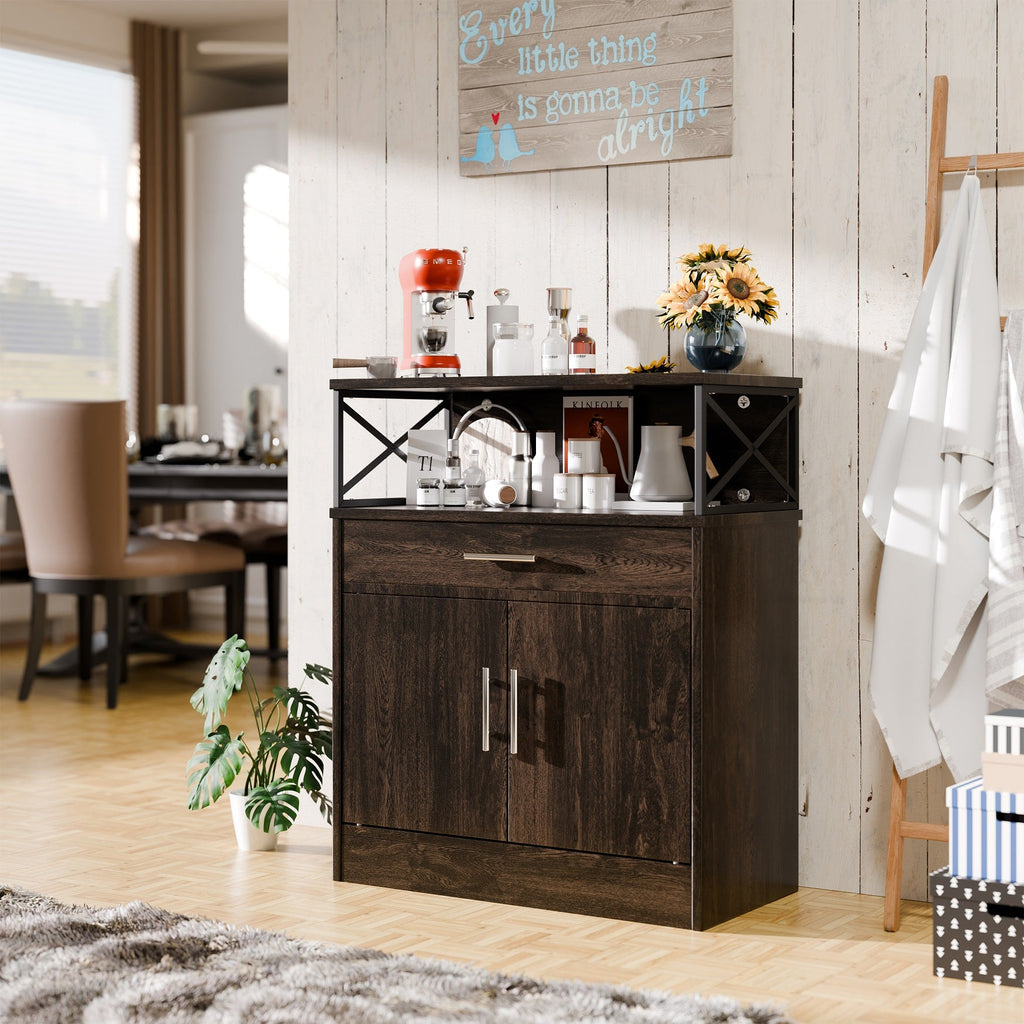 Walsunny Kitchen Buffet Sideboard Cabinet with Adjustable Shelf,Wooden Storage Cabinet with 2 Doors and 1 Drawers£¬Modern Farmhouse Coffee Bar Cabinet with Storage for Kitchen/Living Room (7612660711600)