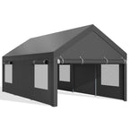 Walsunny Carport, 10x20 ft Heavy Duty Carport Canopy with Roll-up Windows, Portable Garage with Removable Sidewalls & Doors (7404387467440)