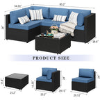 Vongrasig Patio Furniture 5 Pieces Outdoor Sectional Sofa, Black Wicker