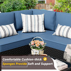 Vongrasig Patio Furniture 5 Pieces Outdoor Sectional Sofa, Black Wicker