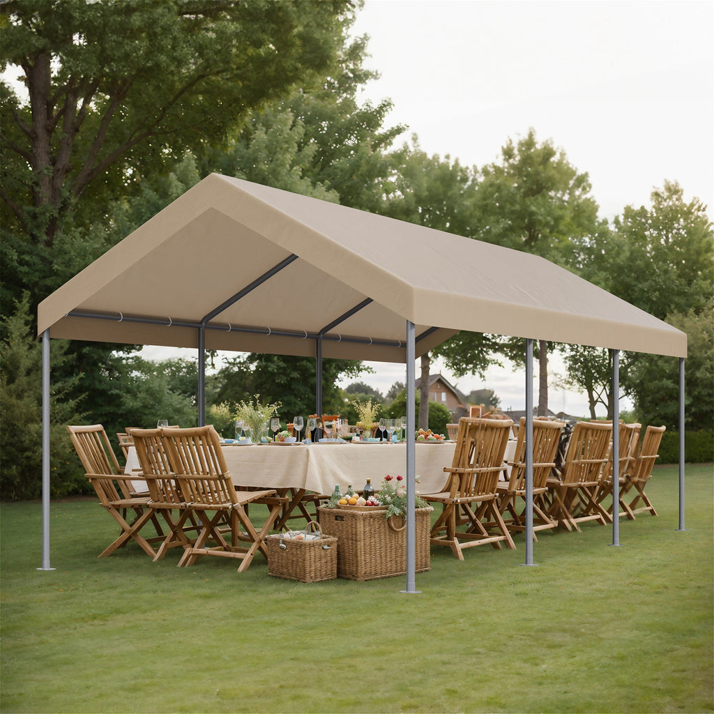 Walsunny Carport 10 x 20 ft Heavy Duty Carport Car Canopy with Powder-Coated Steel Frame,  Shelter Party Tent with 180g PE Tarp for Wedding, Garden (7404386713776)