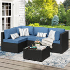 Vongrasig Patio Furniture 5 Pieces Outdoor Sectional Sofa, Black Wicker