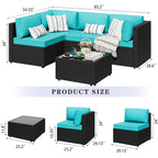 Vongrasig Patio Furniture 5 Pieces Outdoor Sectional Sofa, Black Wicker