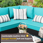 Vongrasig Patio Furniture 5 Pieces Outdoor Sectional Sofa, Black Wicker