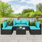 Vongrasig Patio Furniture 5 Pieces Outdoor Sectional Sofa, Black Wicker