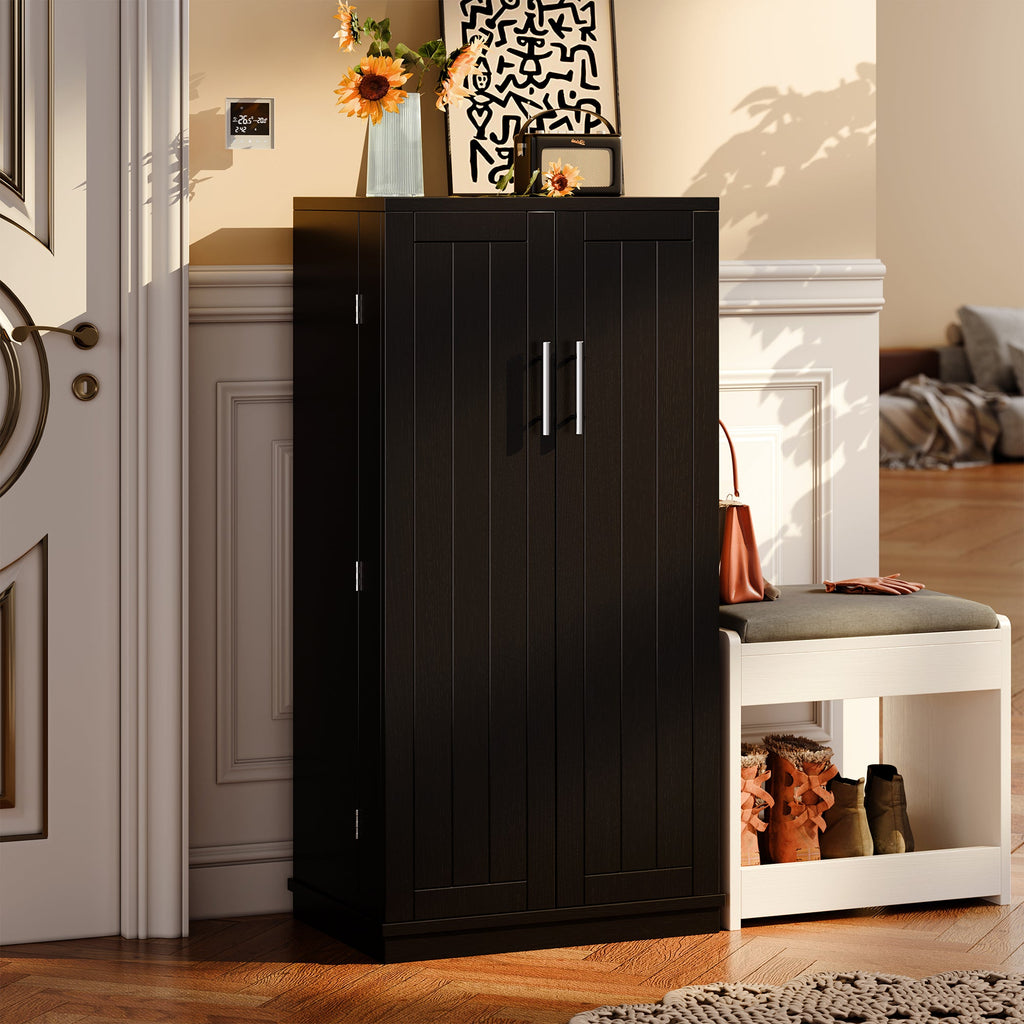 Walsunny 47" Kitchen Pantry Farmhouse Storage Cabinet with Adjustable Shelves, Racks and Doors Freestanding Kitchen Hutch Cupboard (7504155214000)