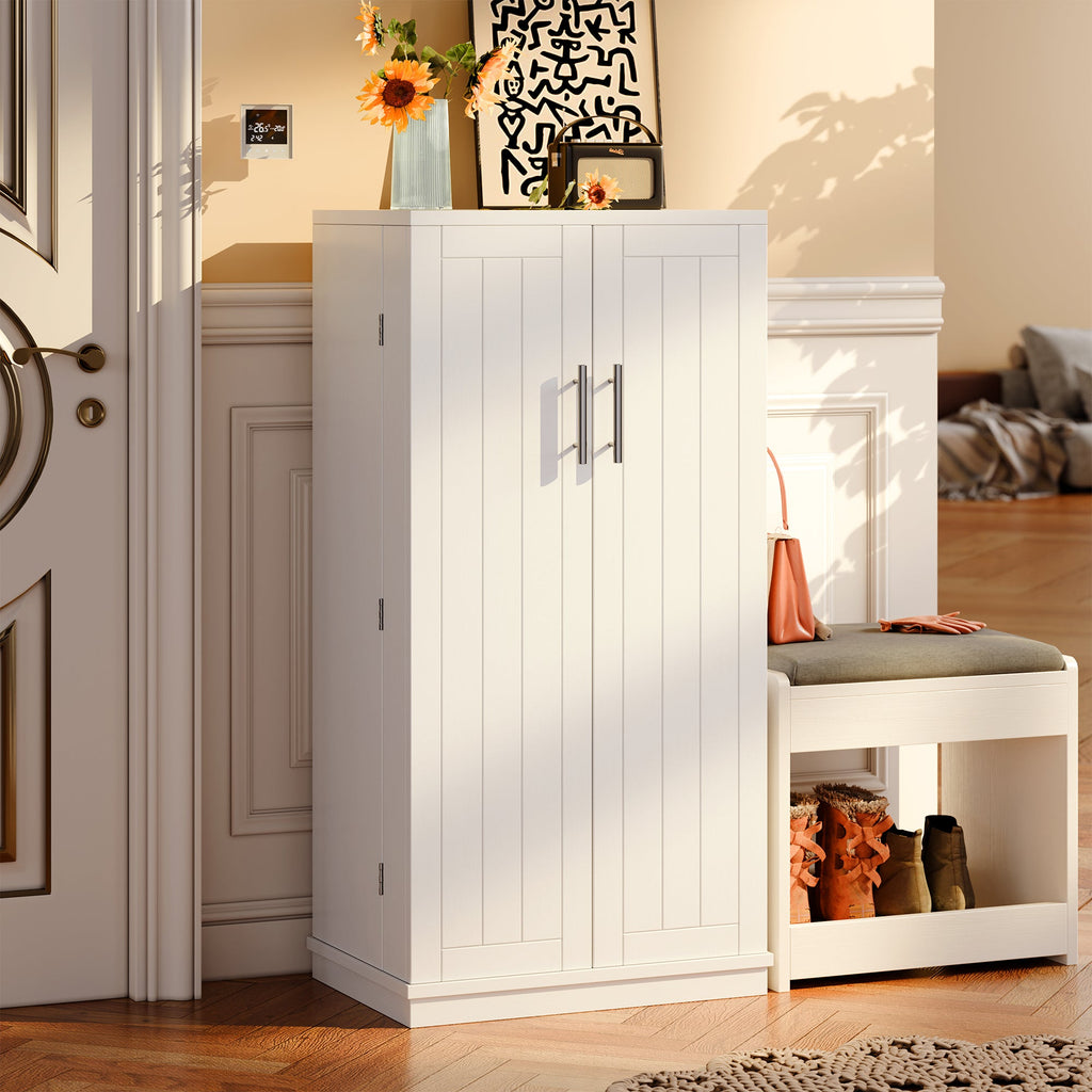 Walsunny 47" Kitchen Pantry Farmhouse Storage Cabinet with Adjustable Shelves, Racks and Doors Freestanding Kitchen Hutch Cupboard (7504155214000)