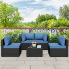 Vongrasig Patio Furniture 5 Pieces Outdoor Sectional Sofa, Black Wicker