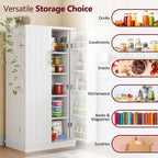 Walsunny 47" Kitchen Pantry Farmhouse Storage Cabinet with Adjustable Shelves, Racks and Doors Freestanding Kitchen Hutch Cupboard (7504155214000)