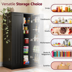Walsunny 47" Kitchen Pantry Farmhouse Storage Cabinet with Adjustable Shelves, Racks and Doors Freestanding Kitchen Hutch Cupboard (7504155214000)