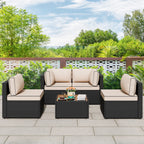 Vongrasig Patio Furniture 5 Pieces Outdoor Sectional Sofa, Black Wicker