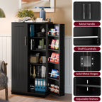 Walsunny 47" Kitchen Pantry Farmhouse Storage Cabinet with Adjustable Shelves, Racks and Doors Freestanding Kitchen Hutch Cupboard (7504155214000)
