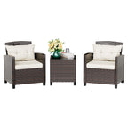 Walsunny Patio Furniture 3 Pieces/4 Pieces Outdoor Wicker Loveseat Set With Cushions